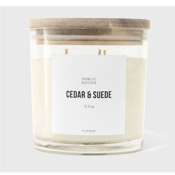 Public Goods Cedar & Suede Soy Candle 12.3oz with 3 wicks - Picture 1 of 6